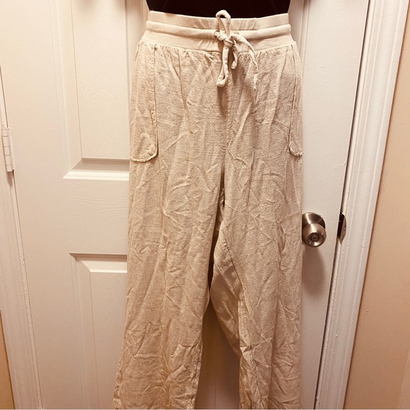 Marissa Olivia Linen Blend Women’s Cropped Casual Pants Cream NWOT Wide Leg XL - Picture 6 of 8